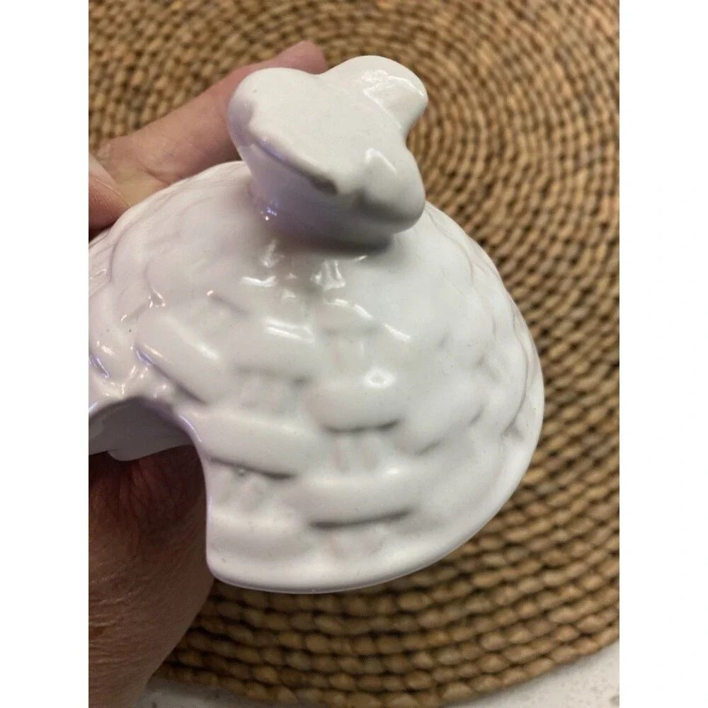 Market Finds White Ceramic Honey Pot w/ Lid & Dipper, 7.5 oz Farmhouse